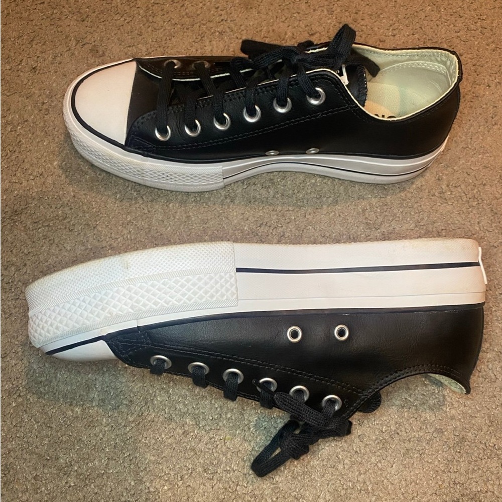Leather Platform Converse Black and White All-Star Sneakers